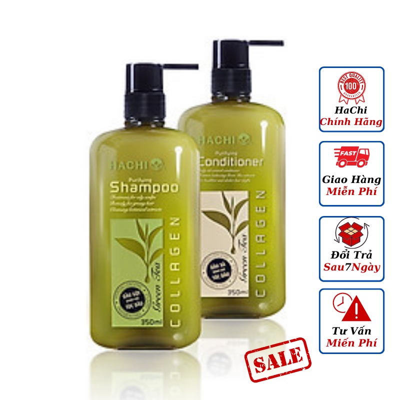 Dầu gội đầu dầu xả TRÀ XANH - dành cho tóc dầu - HACHI - Khắc phục tình trạng dư thừa dầu chiết xuất tự nhiên