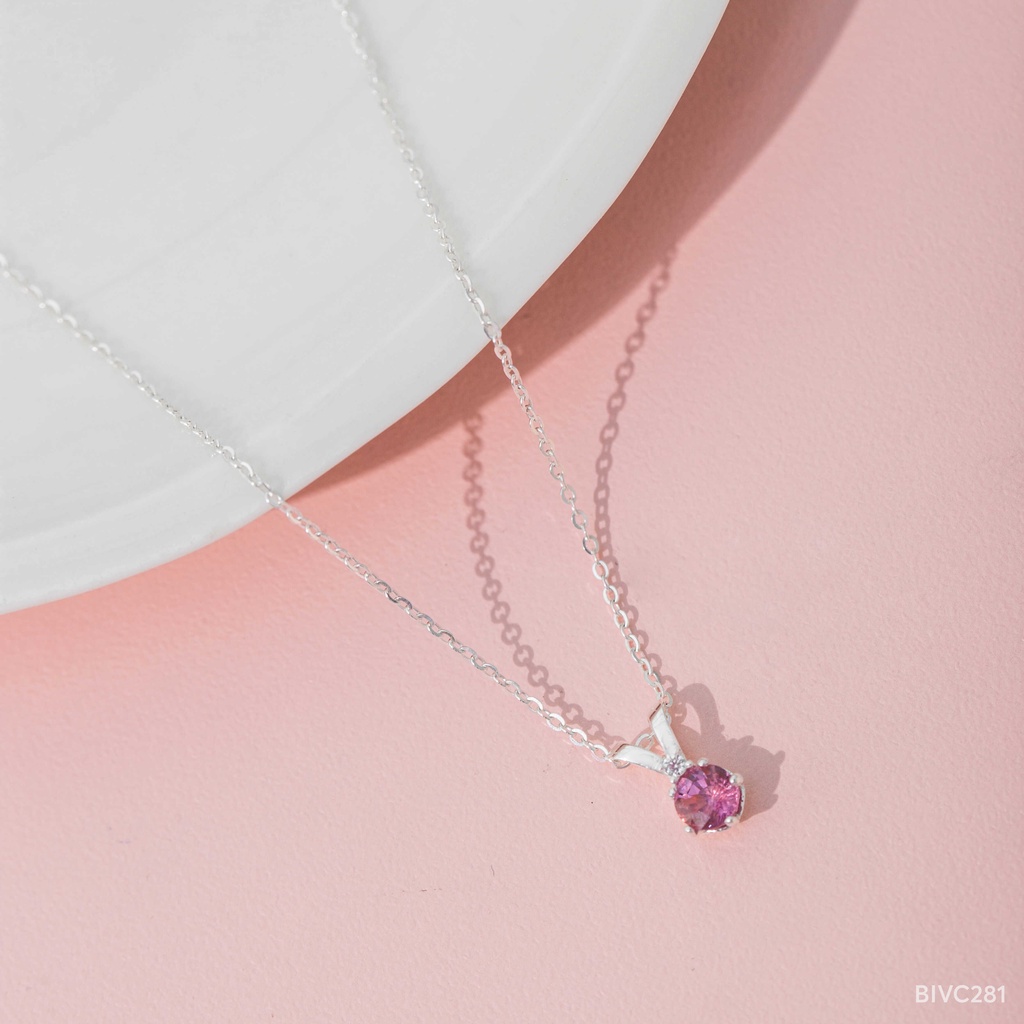 Dây Chuyền Bạc 925 Nữ BLING IT Mặt Đá Tự Nhiên Nhiều Màu Đơn Giản Tinh Tế - BIVC281