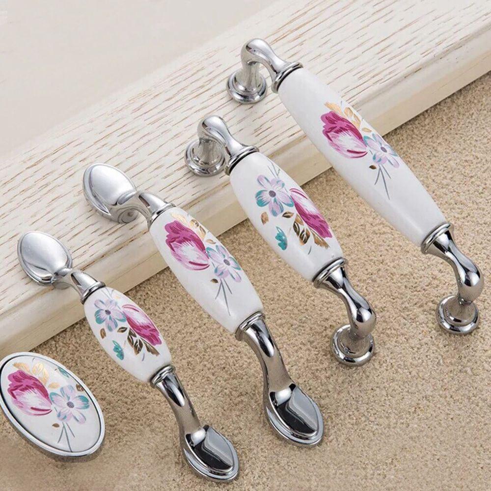 KUNHEV Tay Nắm Cửa Bằng Gốm Sứ Hình Hoa Mẫu Đơn Phong Cách Vintage