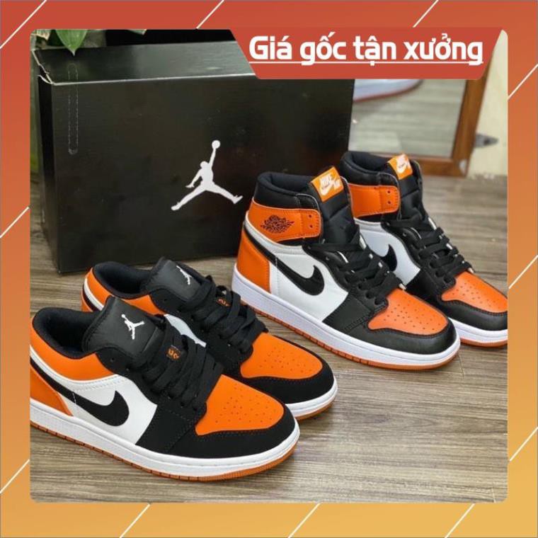 [FreeShip+ Hàng Xịn] Giày thể thao jordan 1 cam trắng đen thấp cổ, Giày nam nữ Full phụ kiện (ảnh thật)