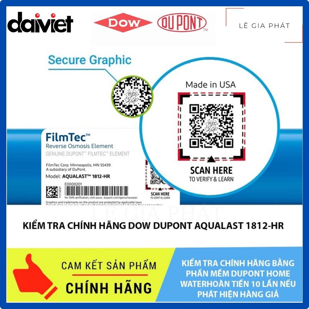 [Chính Hãng] Lõi Lọc Nước Số 4, Màng Lọc Máy Lọc Nước RO DOW FILMTEC Nhập Khẩu Mỹ, RO DOW AQUALAST  Hiệu Suất Cao