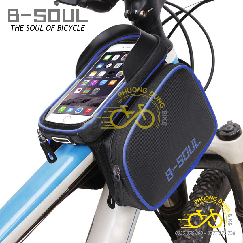 Túi đôi treo khung xe đạp B-SOUL có ngăn điện thoại