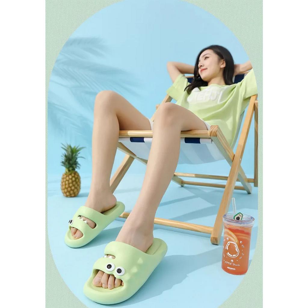 Dép quai ngang, dép bánh mì, dép nữ hình cá sấu siêu mềm siêu xinh mẫu mới hot trend 2023 - Xanh, Trắng kem, Hồng