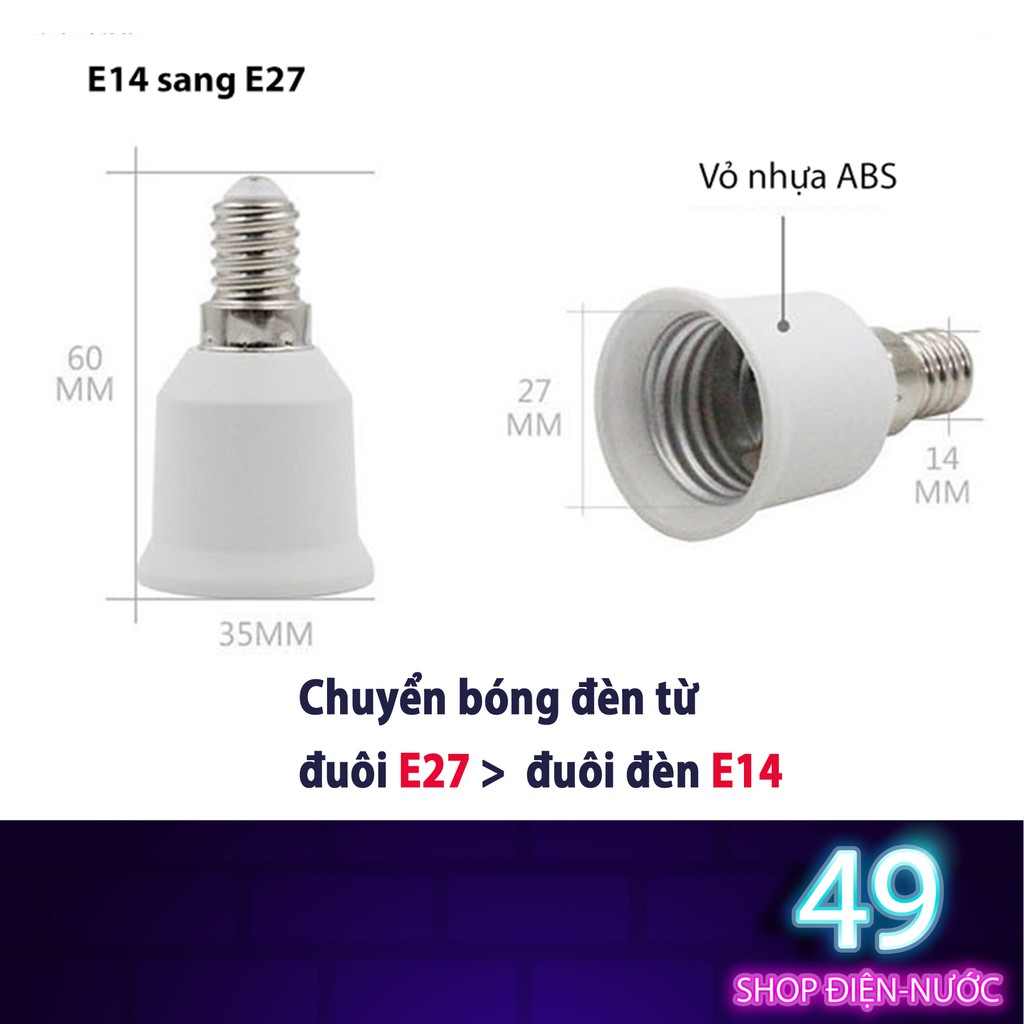 Đuôi Chuyển Bóng Đèn (E27 Sang E14) (E14 Sang E27)
