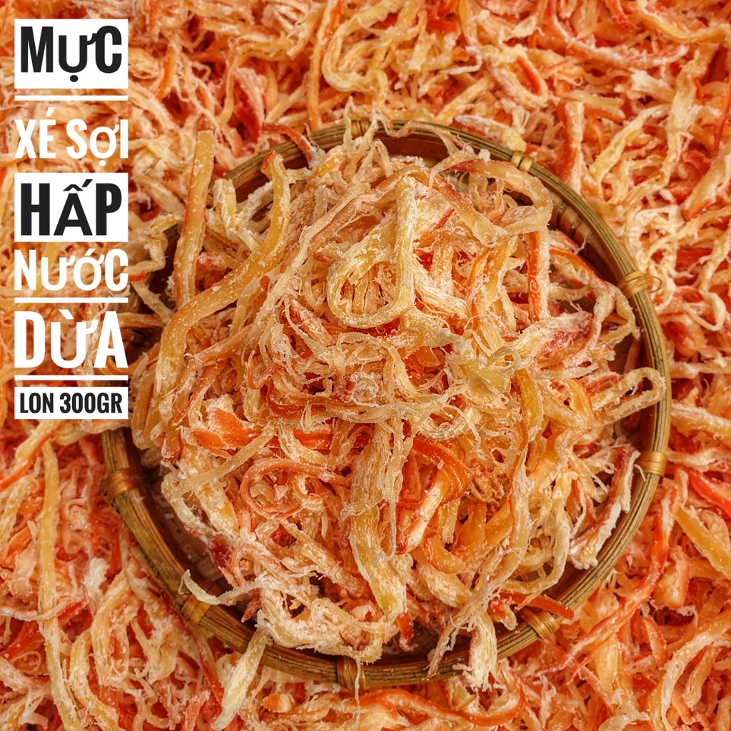 Khô Mực Xé Sợi Hấp Nước Dừa Lon 120Gr