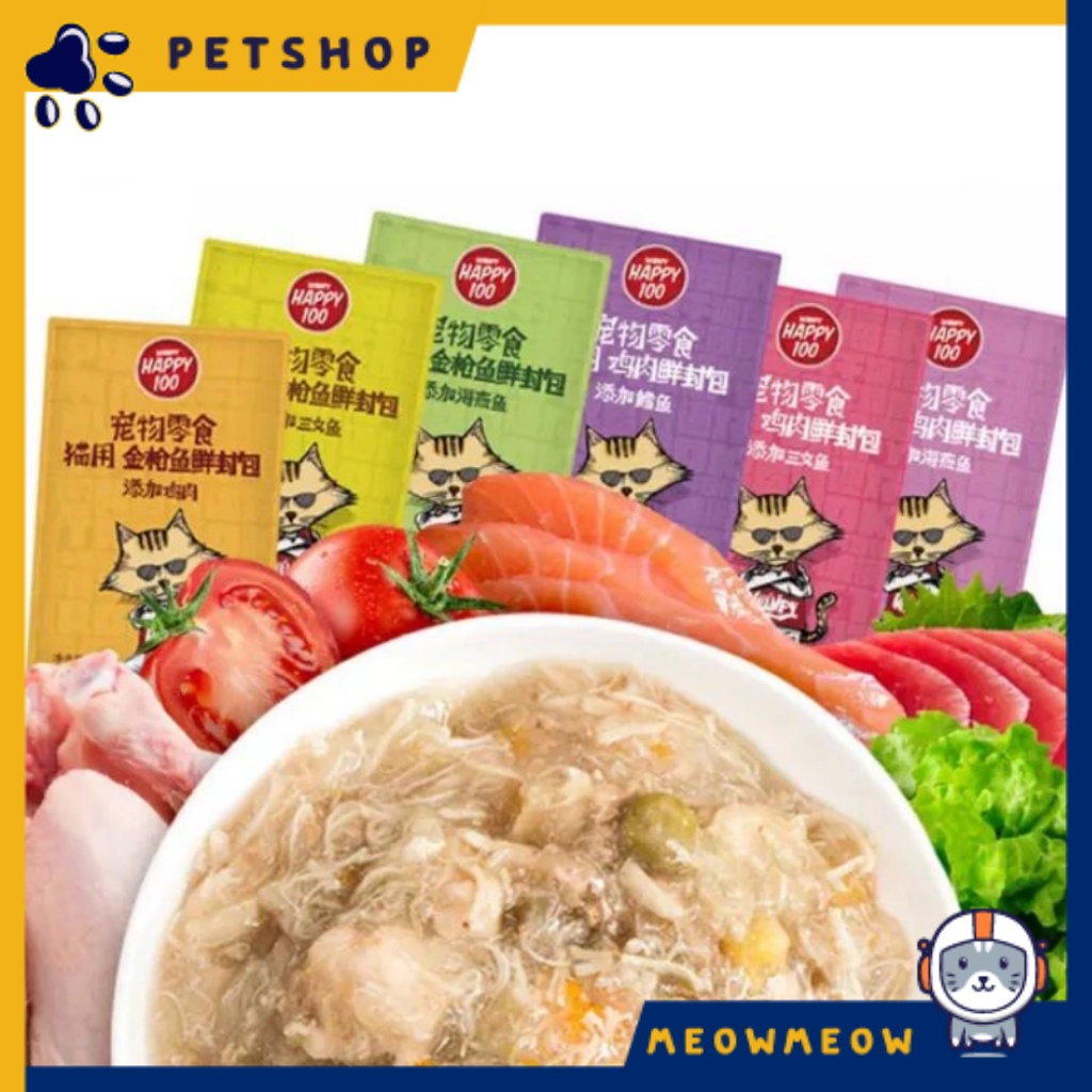 Pate cho mèo Wanpy happy 100 | Túi 70G | Pate dinh dưỡng dành cho mèo.