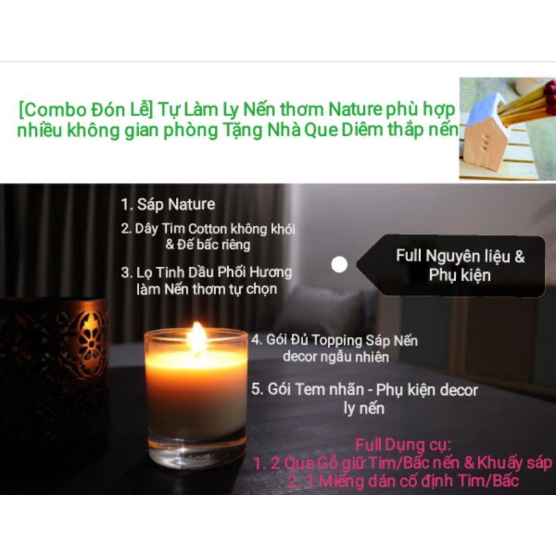 [Combo Đón Lễ] Tự Làm Ly Nến thơm Nature hợp nhiều không gian phòng Tặng Nhà Que thắp nến-9293store-9293kitdecor