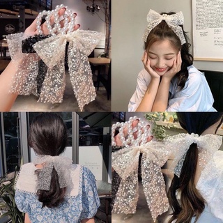 Dây Cột Tóc Phối Nơ Ren Dễ Thương Đơn Giản Cho Nữ