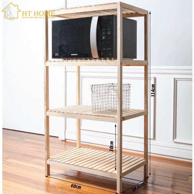 KỆ LÒ VI SÓNG 4 TẦNG GỖ THÔNG