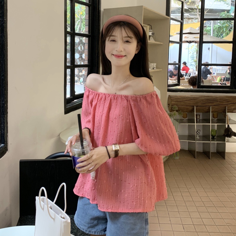 Áo Trễ Vai Tay Ngắn Dáng Rộng Thiết Kế Hợp Thời Trang