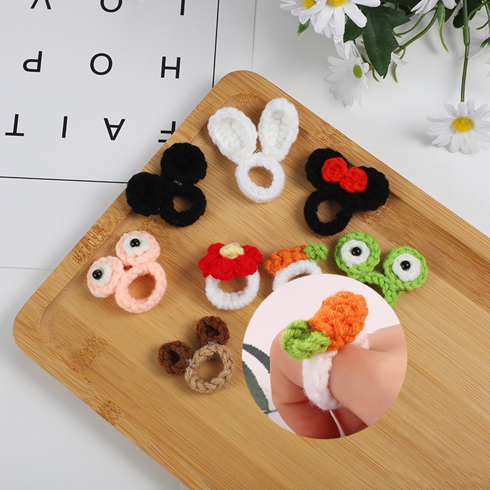 Nhẫn Đan Len Thủ Công Hình Tai Động Vật Hoạt Hình Sáng Tạo Cho Nữ