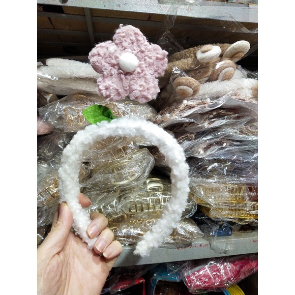 Băng đô cotton phối tai gấu thời trang Hàn Quốc