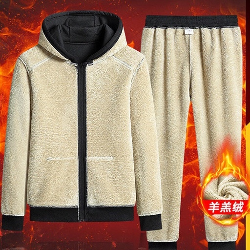 Set quần áo thể thao từ vải cashmere lông cừu dày ấm áp thời trang mùa đông 2021
