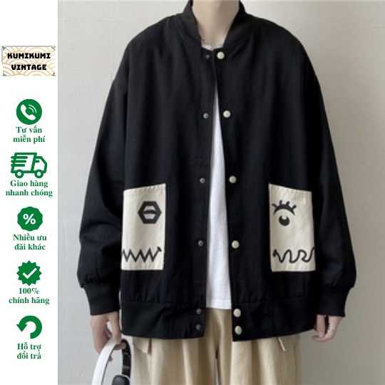 Áo khoác bomber unisex ⚡ 𝐂𝐨́ 𝐕𝐢𝐝𝐞𝐨 - 𝐀̉𝐧𝐡 𝐓𝐡𝐚̣̂𝐭 ⚡ Áo bomberbóng chày B3 chất kaki dày dặn 2 lớp - mặc đi học ,đi chơi