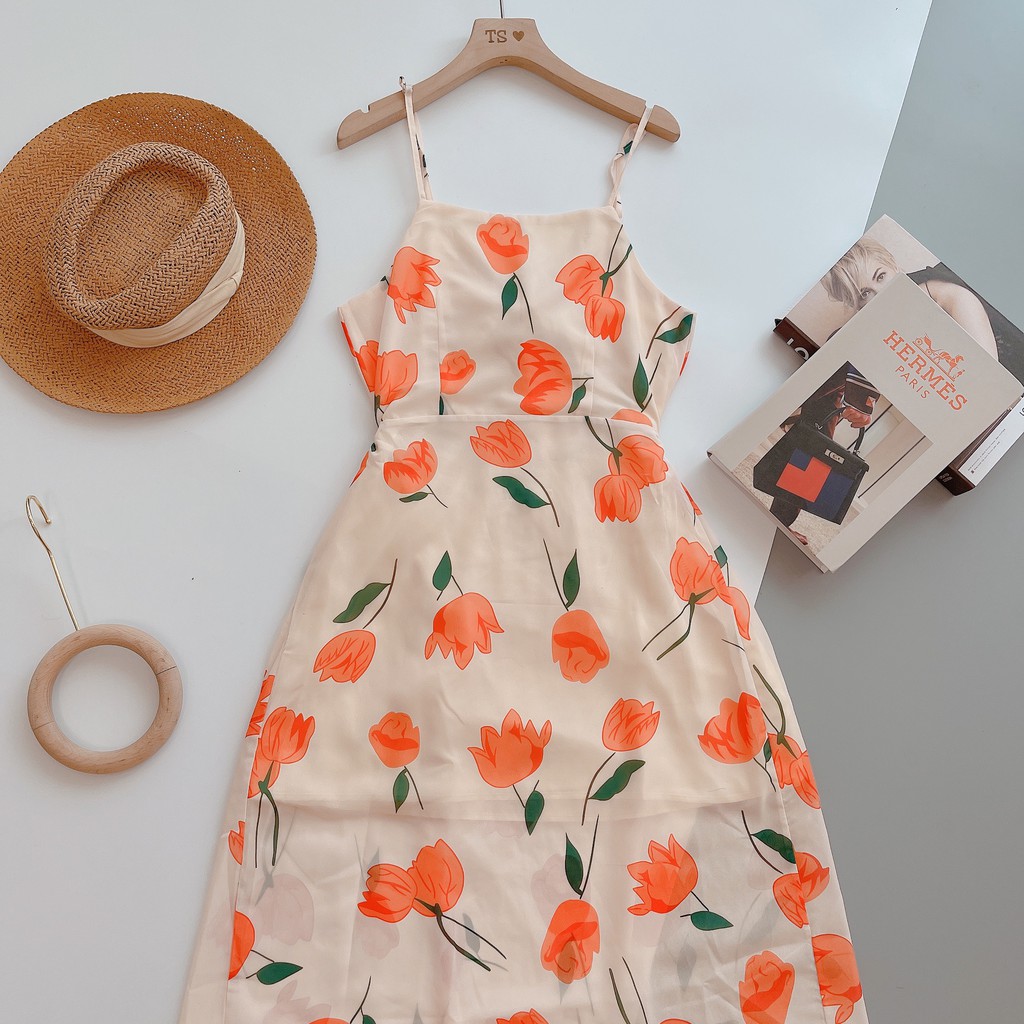 VÁY HOA NỮ HỌA TIẾT HOA TULIP SANG TRỌNG QUYẾN RŨ V150 | BigBuy360 - bigbuy360.vn