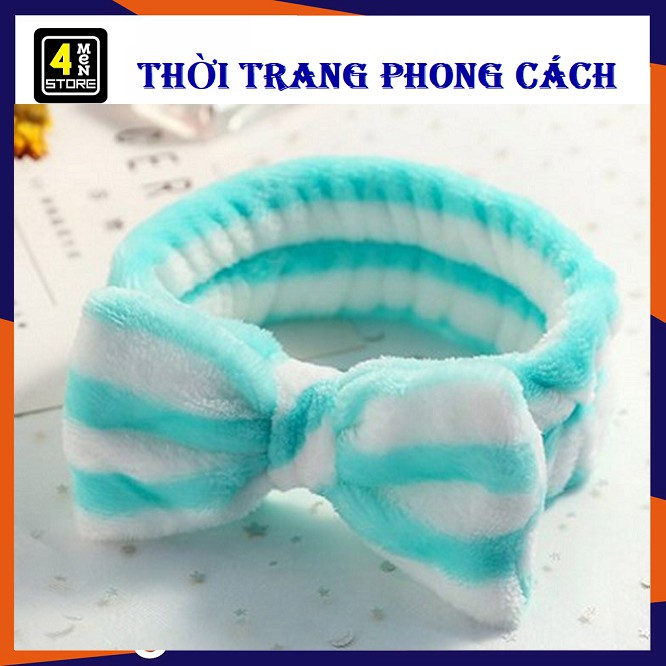 ⚡ Băng Đô Nơ Cao Cấp Xanh Lá Sọc Trắng - Dày Chắc Chắn Mềm Mịn - Siêu Cute