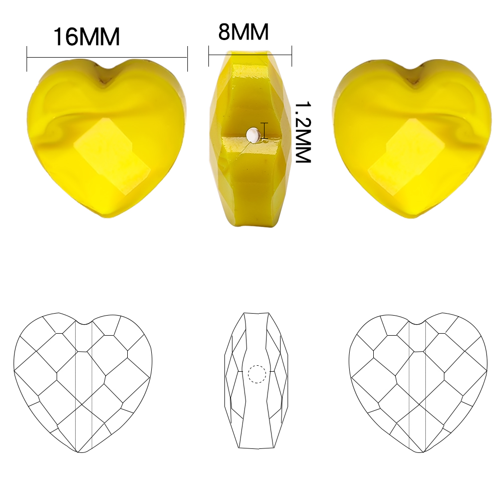 Set 10 Mặt Dây Chuyền Hình Trái Tim Bằng Kính 16mm Nhiều Màu Sắc