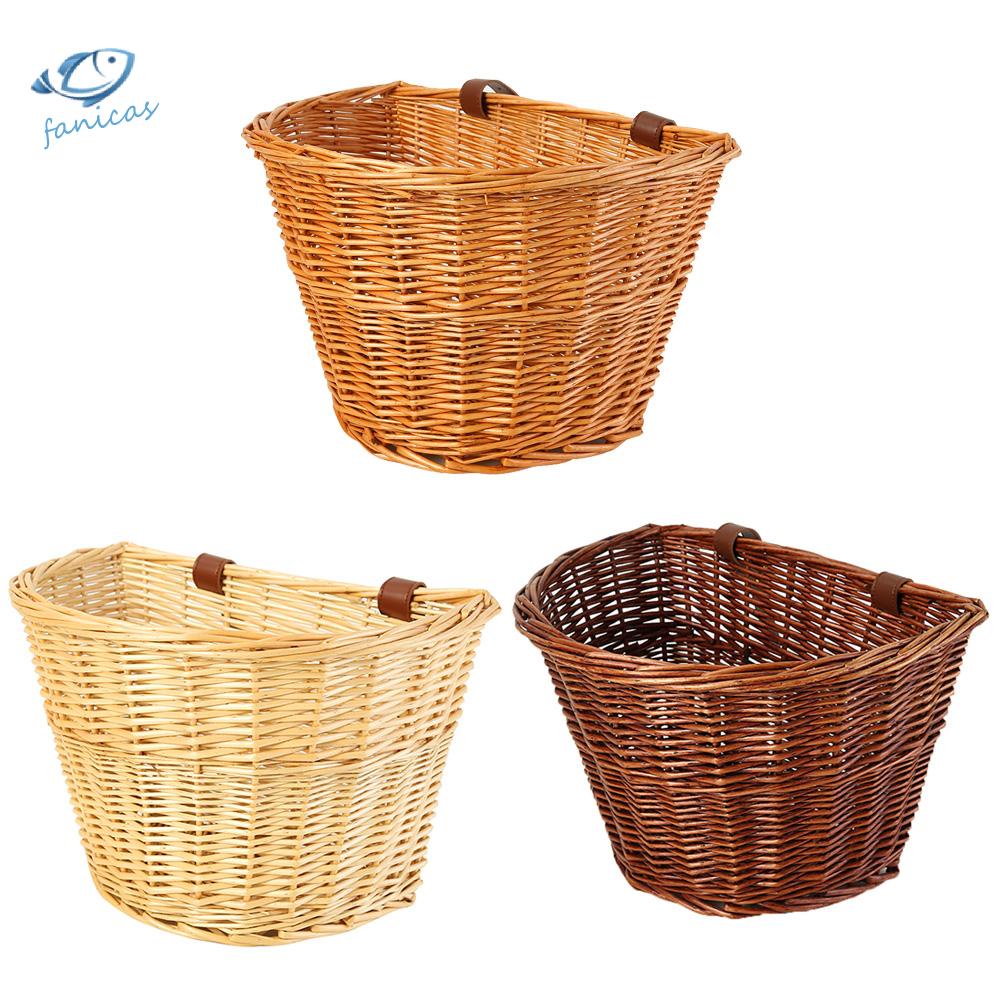Giỏ đan mây gắn xe đạp phong cách cổ điển 3 màu