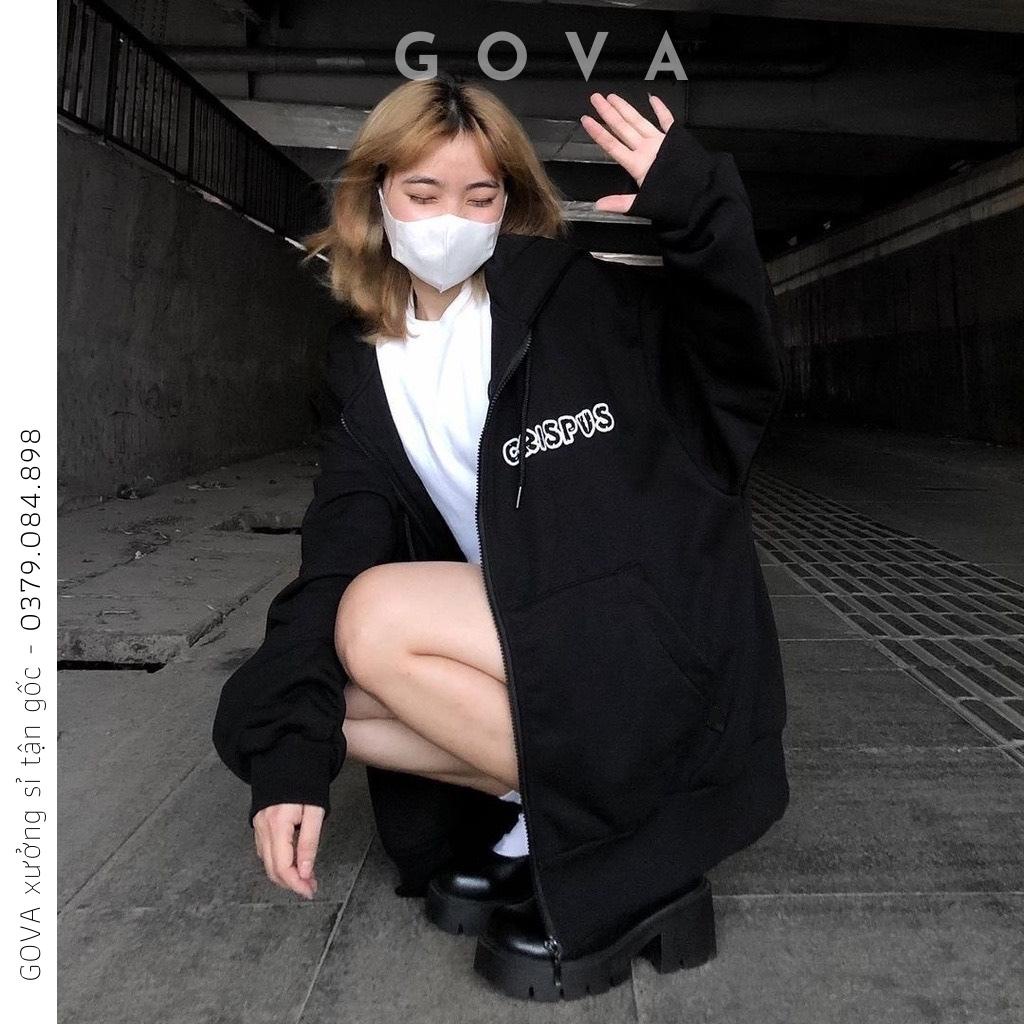 Áo Khoác Nỉ CRISPUS Dây Kéo Nam Nữ Ulzzang Unisex Form Rộng Chữ Thêu Đẹp GOVA