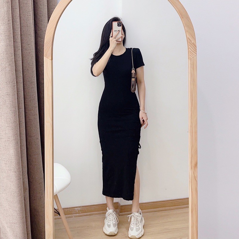 [Mã SKAMSALEP6 giảm 10% tối đa 100K đơn 150K] ( Ảnh thật ) V0544 Váy body dây rút xẻ hông | BigBuy360 - bigbuy360.vn