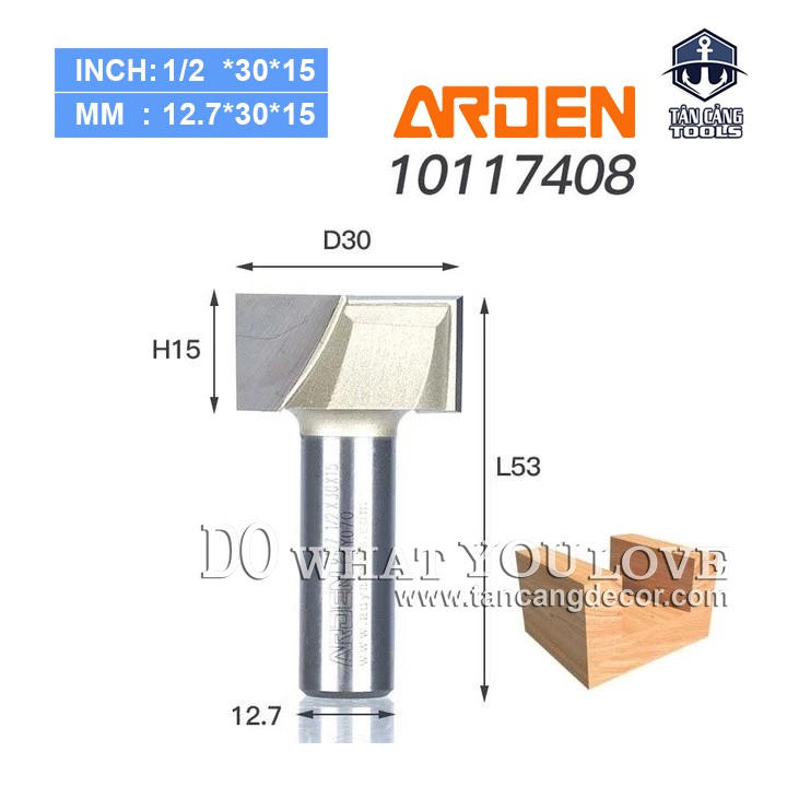 Mũi Router Lấy Nền Arden 30 x 15 mm Cốt 12.7 mm