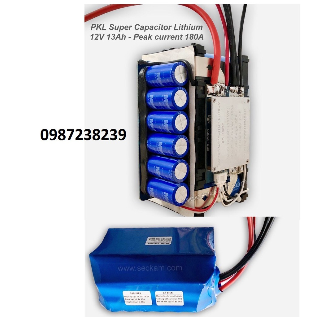 Acquy siêu tụ xe phân khối lớn 13AH xả 180A