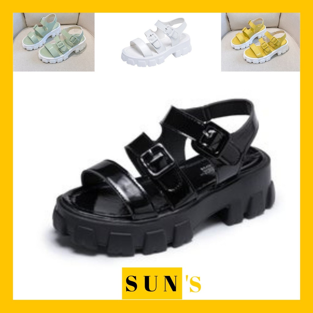 (SẴN) Sandal nữ 3 quai ngang đế xuồng 5cm màu nhã cực xinh