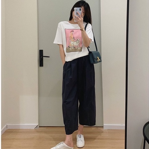 Quần ống rộng BH vải cotton thời trang mùa hè cho nữ