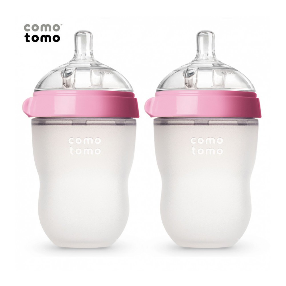 [CHÍNH HÃNG]Bộ hai bình sữa silicone Comotomo 250ml - Hồng - Combo Bán Chạy