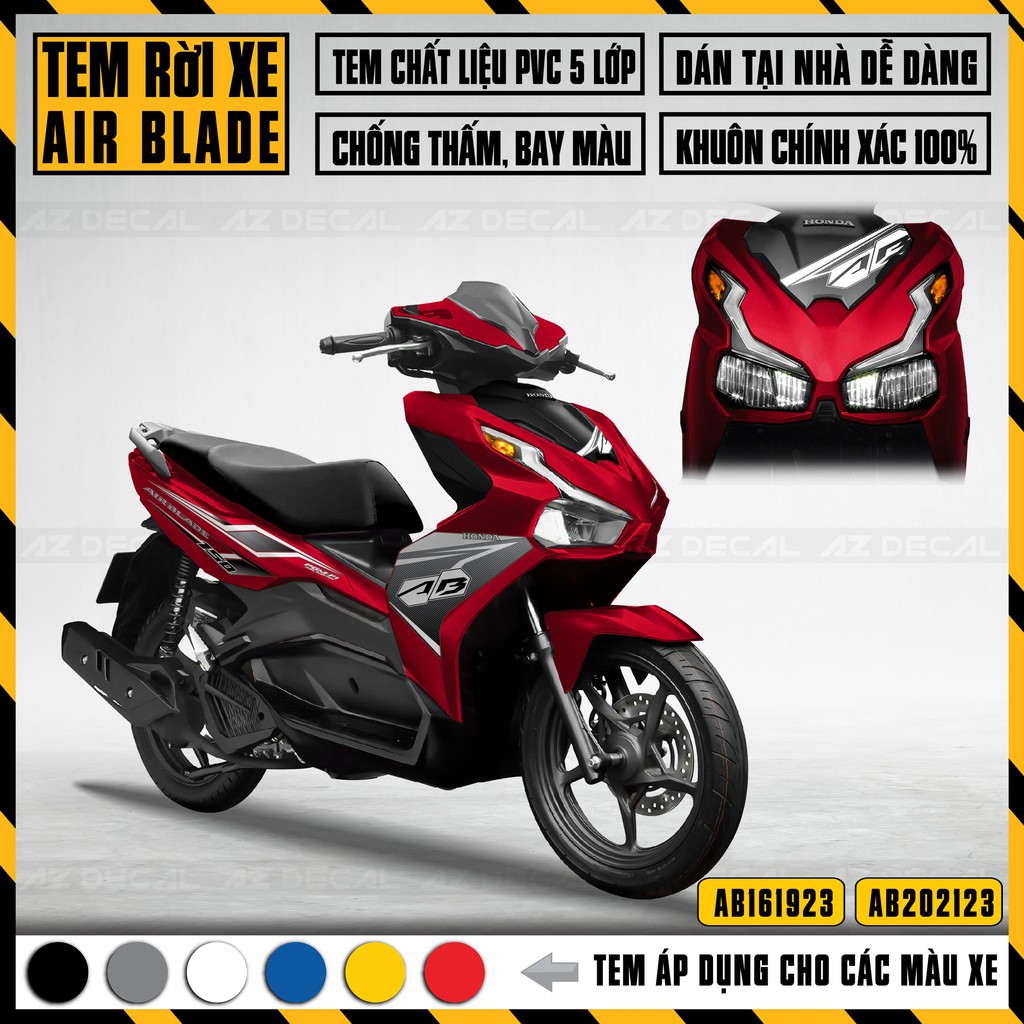 Tem Rời Xe Airblade Mới Nhất, Đa Dạng Màu Tem | AB23 | Decal AB Cao Cấp Chống Thấm Nước, Chống Phai Màu