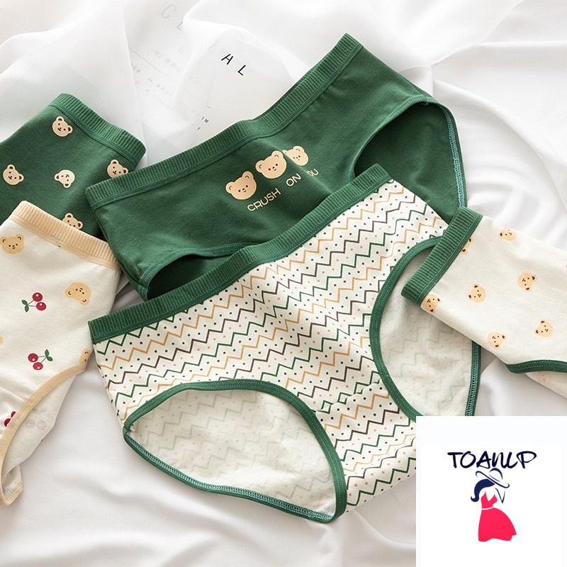 Quần Lót Nữ ❤️ Quần Cotton Nữ họa tiết gấu xanh đáng yêu ngộ nghĩnh mã 288