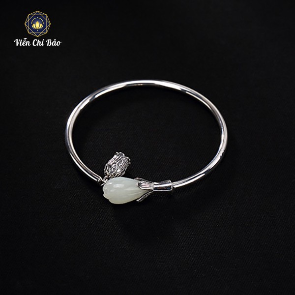 Kiềng bạc nữ VIỄN CHÍ BẢO hoa ngọc lan charm chuông - L000060