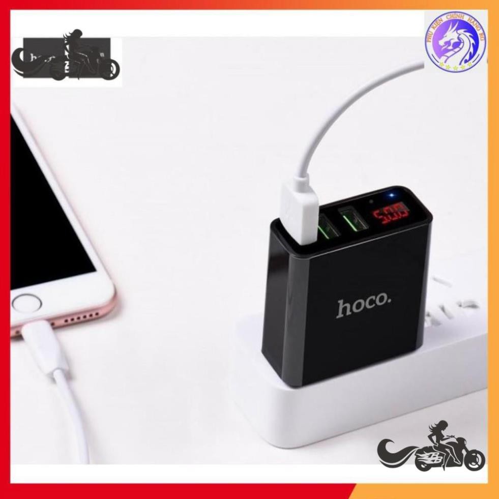 Củ sạc 3 cổng USB Hoco C15 có màn LED hiển thị đo dòng - Hàng Chính Hãng - Ổn định dòng cho Iphone/iPad/Android