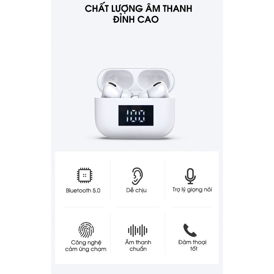 Tai Nghe Bluetooth Inpods Phiên Bản Pro Led Nâng Cấp Chip Mạnh Mẽ, Nghe Siêu Hay, Điều Khiển Cảm Ứng