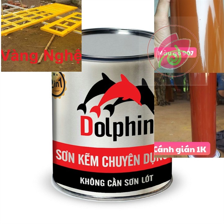 Sơn kẽm màu giả gỗ dolphin ( 1 thành phần không cần lót )  - Màu vàng nghệ, màu cánh gián 910 hoặc màu gỗ