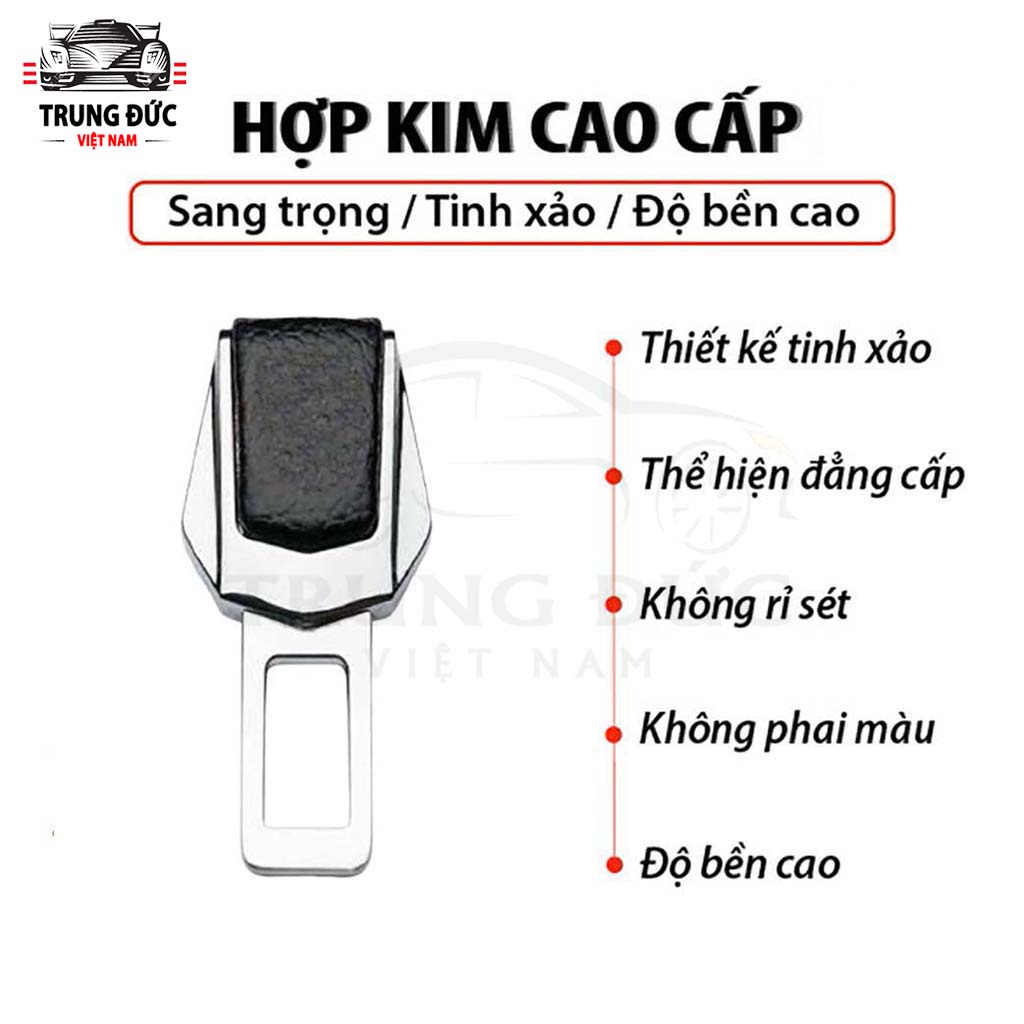 Bộ 2 đầu chốt đai an toàn TRUNGDUCVN chất liệu hợp kim INOX cắm đai dây an toàn ngắt chuông cảnh báo kêu cho xe hơi