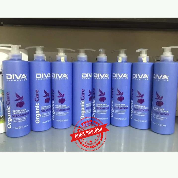 Bộ Dầu Gội Xả Diva Xanh Cosmetics Organic Care 750ml