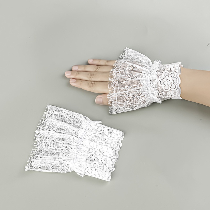 Brroa Tay Áo Lưới Ren Giả Xếp Ly Rỗng Tay Áo Có Thể Tháo Rời Cho Nữ Slee