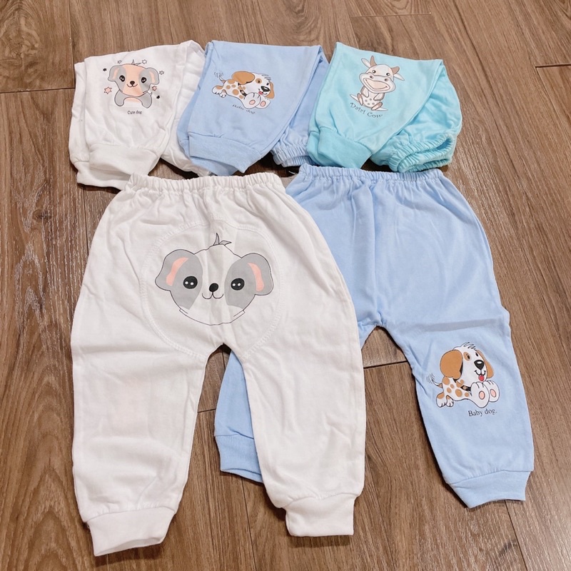 Quần sơ sinh in mông hình thú cotton