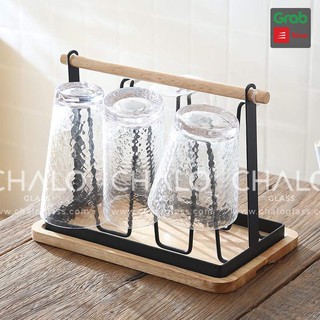 Giá úp cốc kim loại kèm khay gỗ [Úp 06 cốc - Hàng loại #1]