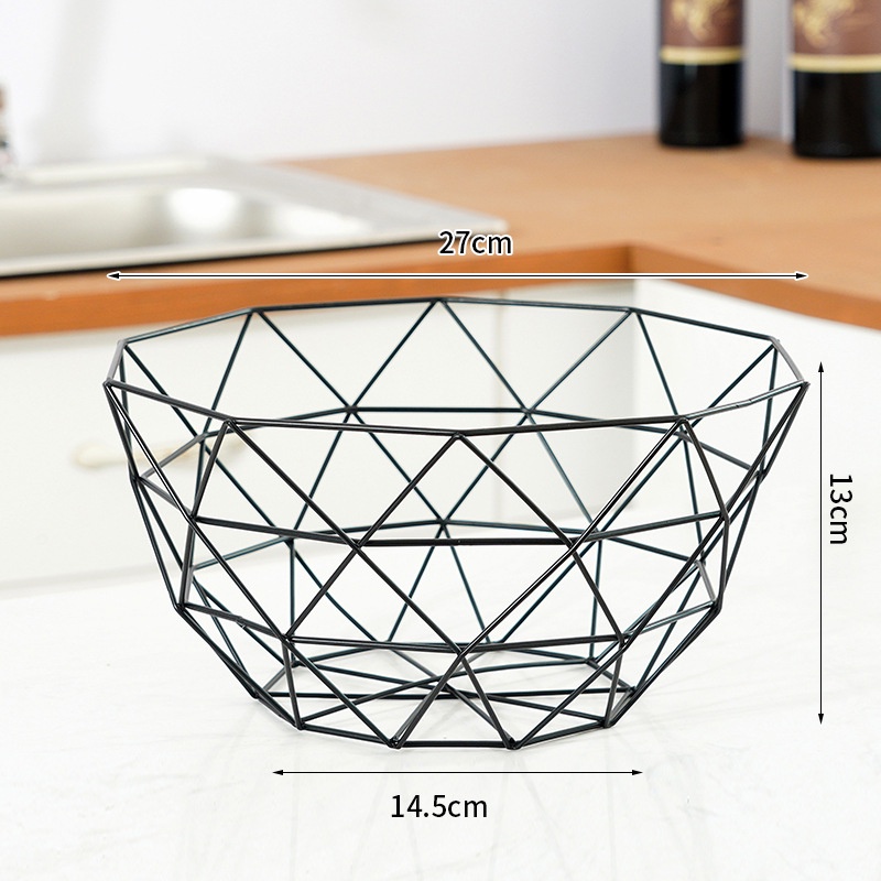 Rổ sắt đựng trái cây kiểu dáng hình học nhiều mẫu dùng để decor trưng bày trong phòng khách, phòng ăn,…