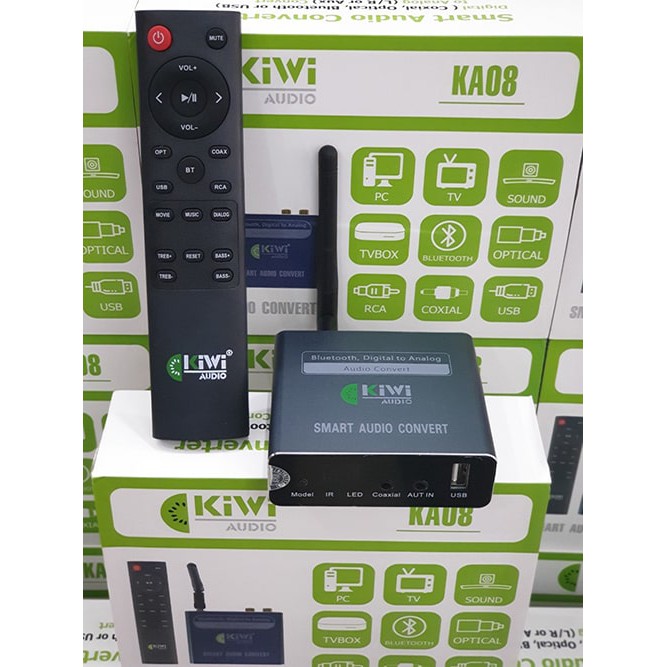Chuyển quang Kiwi KA08 - Bộ DAC chuyển đổi âm thanh cao cấp điều chỉnh BASS TREBLE BẰNG REMOTE