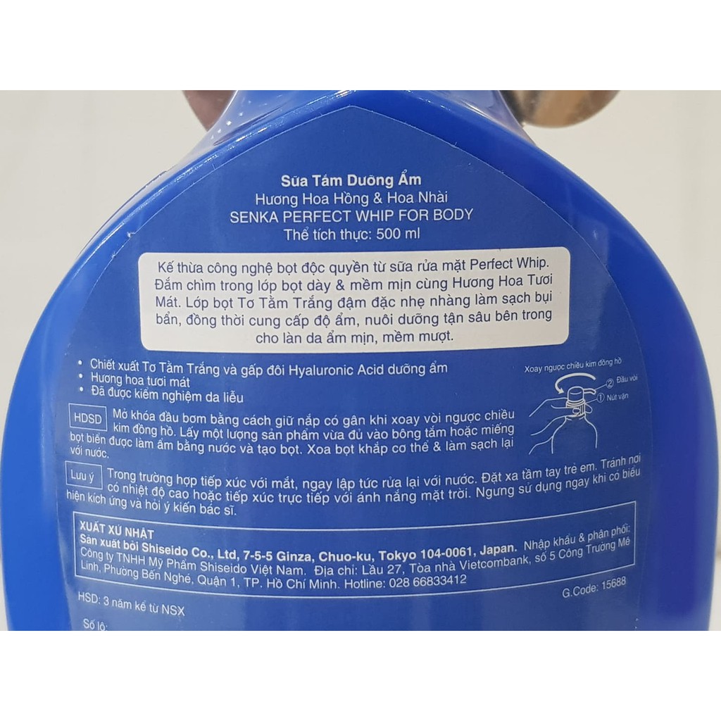 Sữa Tắm Dưỡng Ẩm Trắng Da SENKA Perfect Whip 500ml Nhật Bản