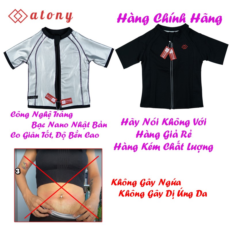 Bộ Đồ Tập Sinh Nhiệt Đổ Mồ Hôi Giảm Mỡ Bụng ATONY Cao Cấp - Set 3: Áo Khoác Ngắn Tay + Áo Ngực + Quần Tan Mỡ