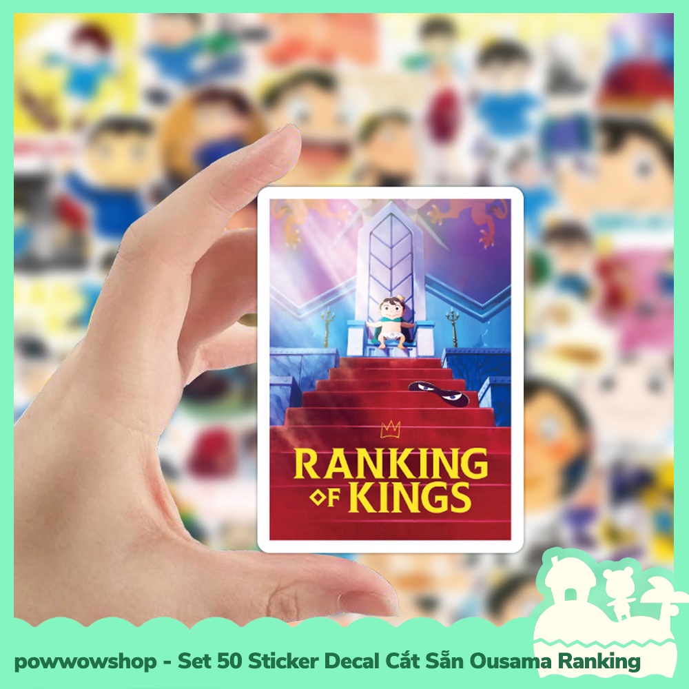 [Sẵn VN - Hỏa Tốc] Set 50 Mini Sticker Decal Dán Trang Trí Mẫu Nhân Vật Anime Manga Ousama Ranking, Ranking Of Kings
