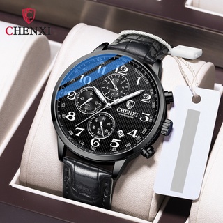 Đồng hồ nam CHENXI dây da thời trang cao cấp-kim dạ quang có lịch ngày