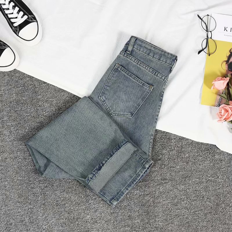 Quần Jeans Nữ Lưng Cao Ống Đứng Thời Trang Hàn
