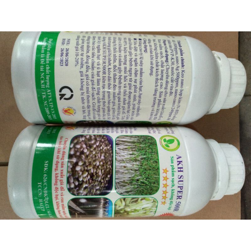 CHẾ PHẨM NANO AKH SUPER 500R CHAI 500ML CHUYÊN DÙNG LÀM GIÁ ĐỖ, RAU MẦM
