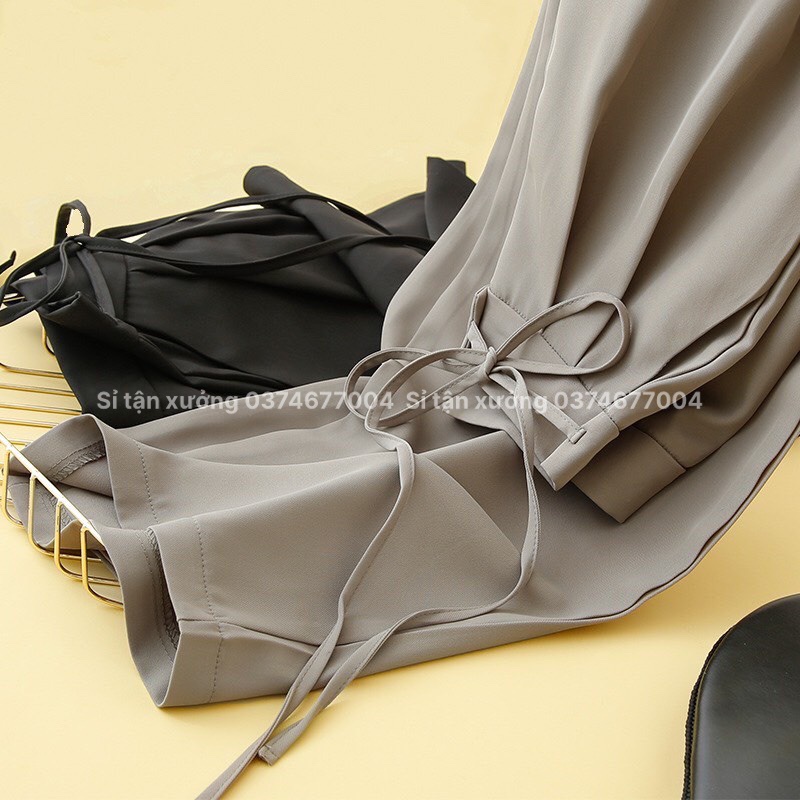 Quần tây ống rộng ulzzang thắt dây 1 bên chất ruby cao cấp, quần ống suông nữ buộc nơ đẹp độc lạ 972