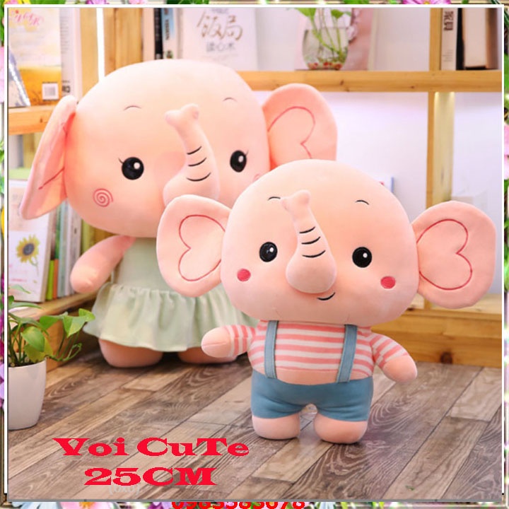 Gấu Bông Voi Bông Đứng Nhồi Bông Cao Cấp Co Dãn 4 Chiều 25cm Hàng Loại 1
